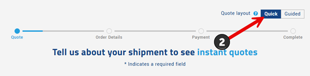 How to book an LTL shipment | Step 2: Select "Quick Mode"