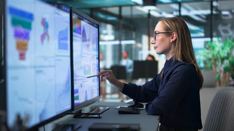 Woman looking at screen