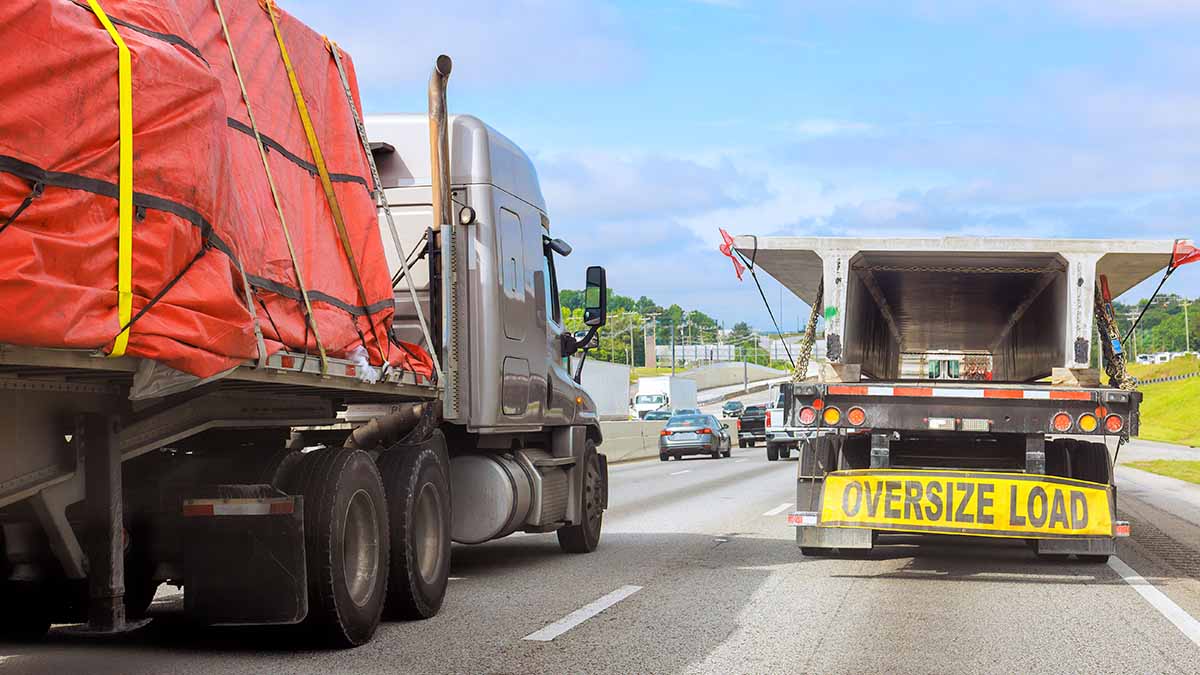 Oversized load on a flatbed truck